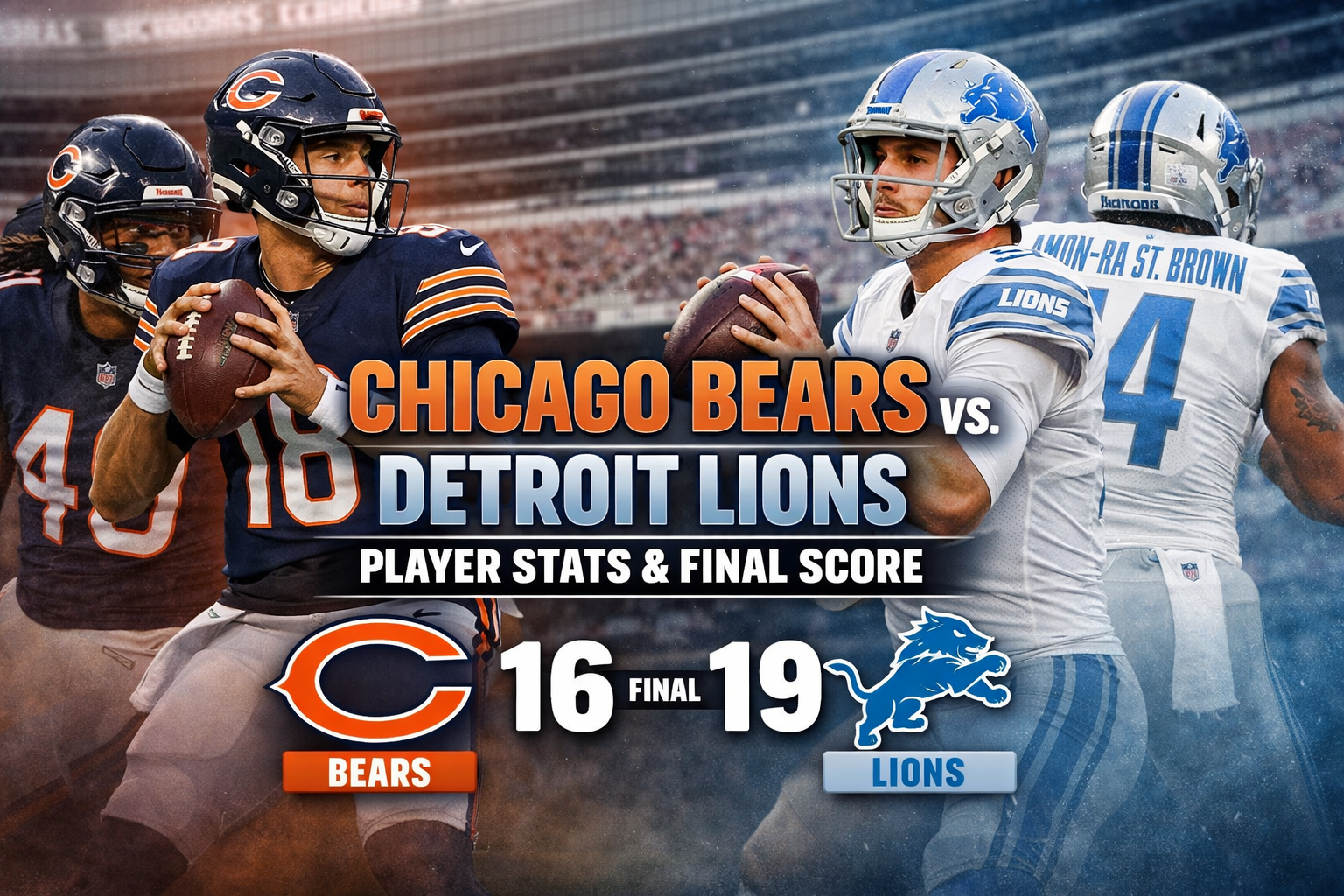 Chicago Bears vs Detroit Lions Match Player Stats